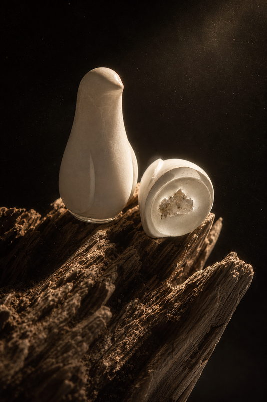 Cassy et Lynn — Resin Bird with Swiss Quartz Crystals — Single or Pair